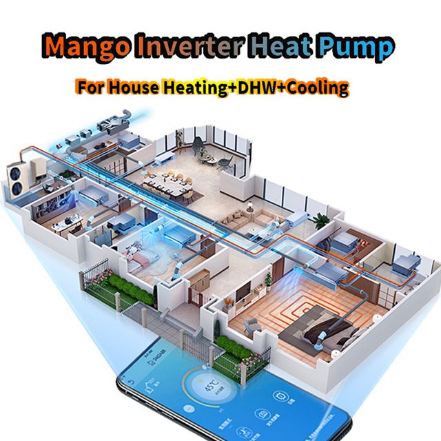 Space Heating Cooling DHW Air to Water Heat Pump Full DC Inverter 24kw Heating Capacity with R32 Refrigerant