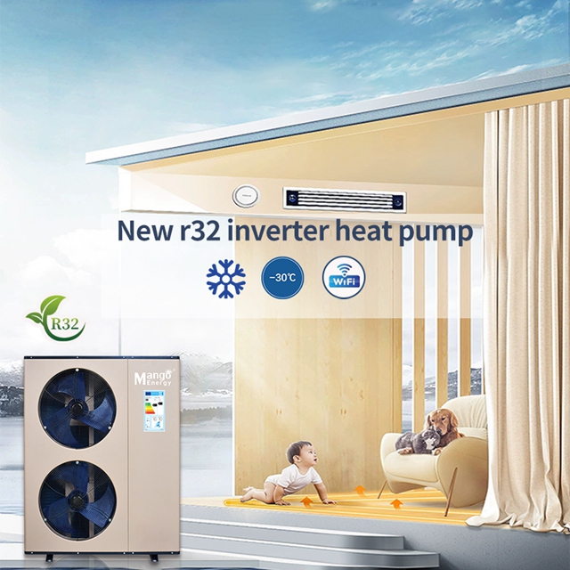 Home Heating Solution Mango Energy Monoblock Air Source Heat Pump R32 High COP Energy Saving -30C EVI